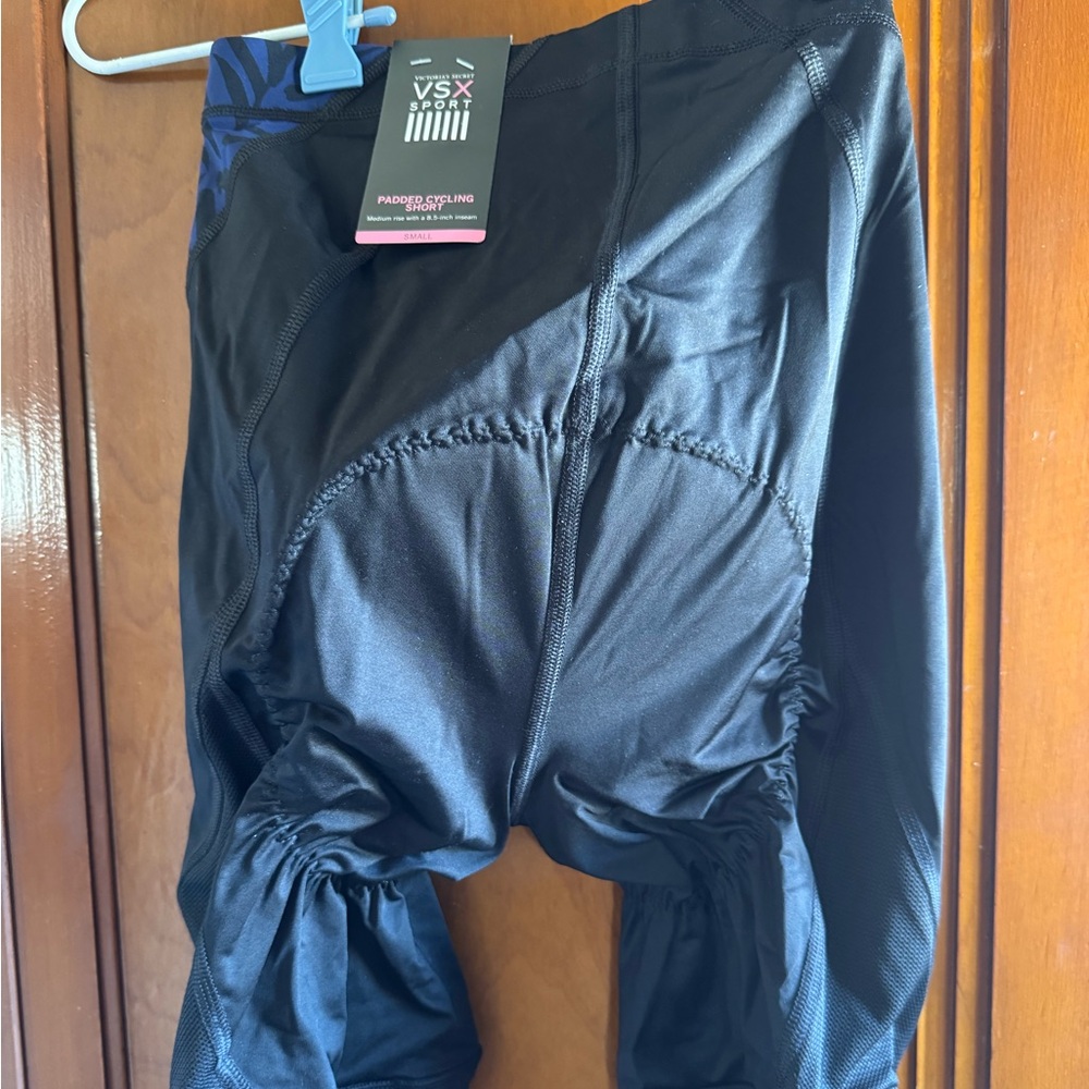 VSX Victoria Secret Black and Blue Padded Cycling Shorts 8.5 in Inseam